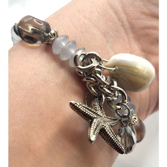 Artisan Beach Cowrie Shell and Starfish Bohemian Bracelet 6.5in - Picture 3 of 5